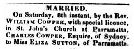 Charles Cowper notice of marriage